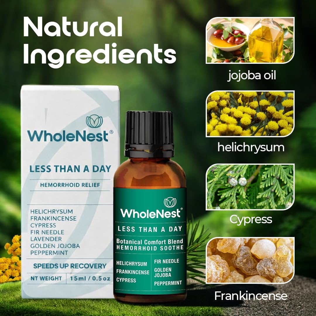 Hemorrhoid Treatment Oil | Botanical Blend with Cypress & Frankincense Oils | Soothing Relief from Burning, Itching & Swelling | External Hemorrhoid &