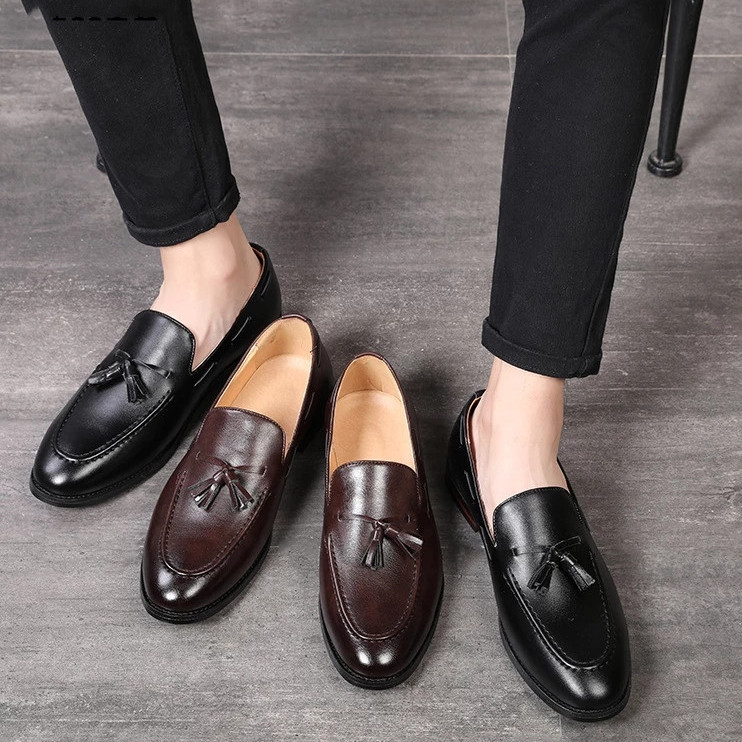 Formal Shoes Men Leather Office Shoes Men Classic Brown Dress Loafers Men Elegant Shoes Luxury Italian Brand Chaussure Homme