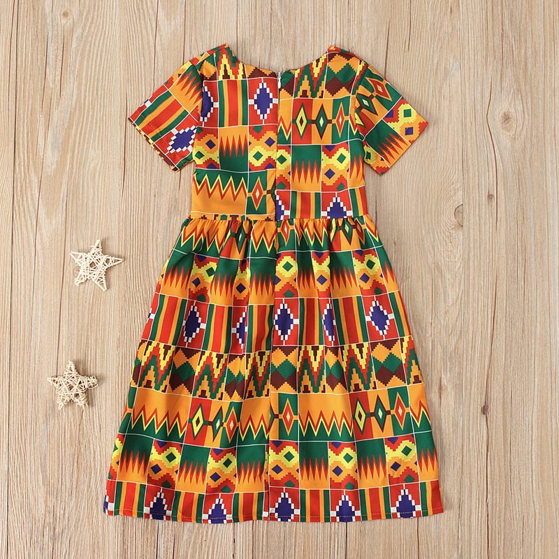 African Dress Girl Traditional African Clothing Bohemia Kid Kawaii Sundress Elegant Children Print Summer Style