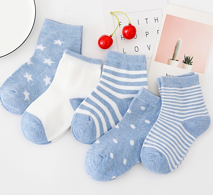 5Ps / boys' and girls' cotton medium socks floor socks baby socks baby