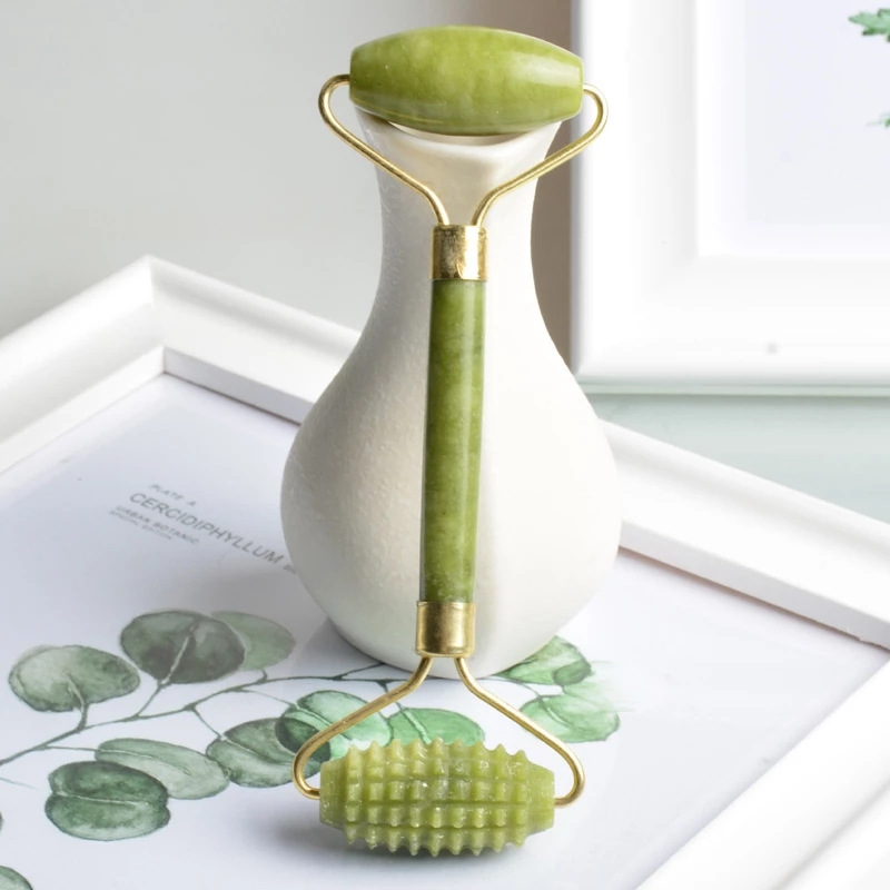 Face Roller Facial Massager Serrate Double-Head Jade Massage Roller Eyes Fade Wrinkles Firming Lifting Beauty Tool For Women