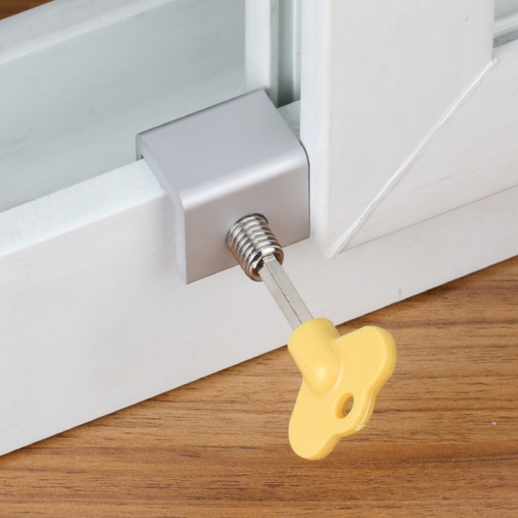 Adjustable Sliding Window Limit Locks Stop Aluminum Alloy Door Frame Security Lock with Keys for Home and Office