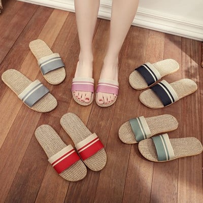 Linen slippers home men and women indoor slippers non-slip summer sandals slippers men and women SUN1XZ99
