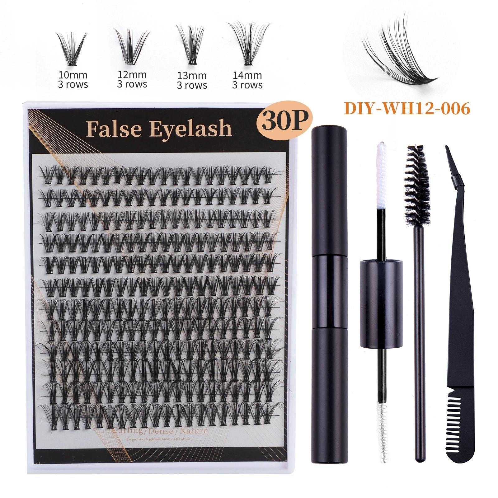 240Pcs Cluster Lashes Extensions 30P/40P False Eyelashes Kit for Volume 3D Fluffy Natural Reusable DIY Individual Eyelashes