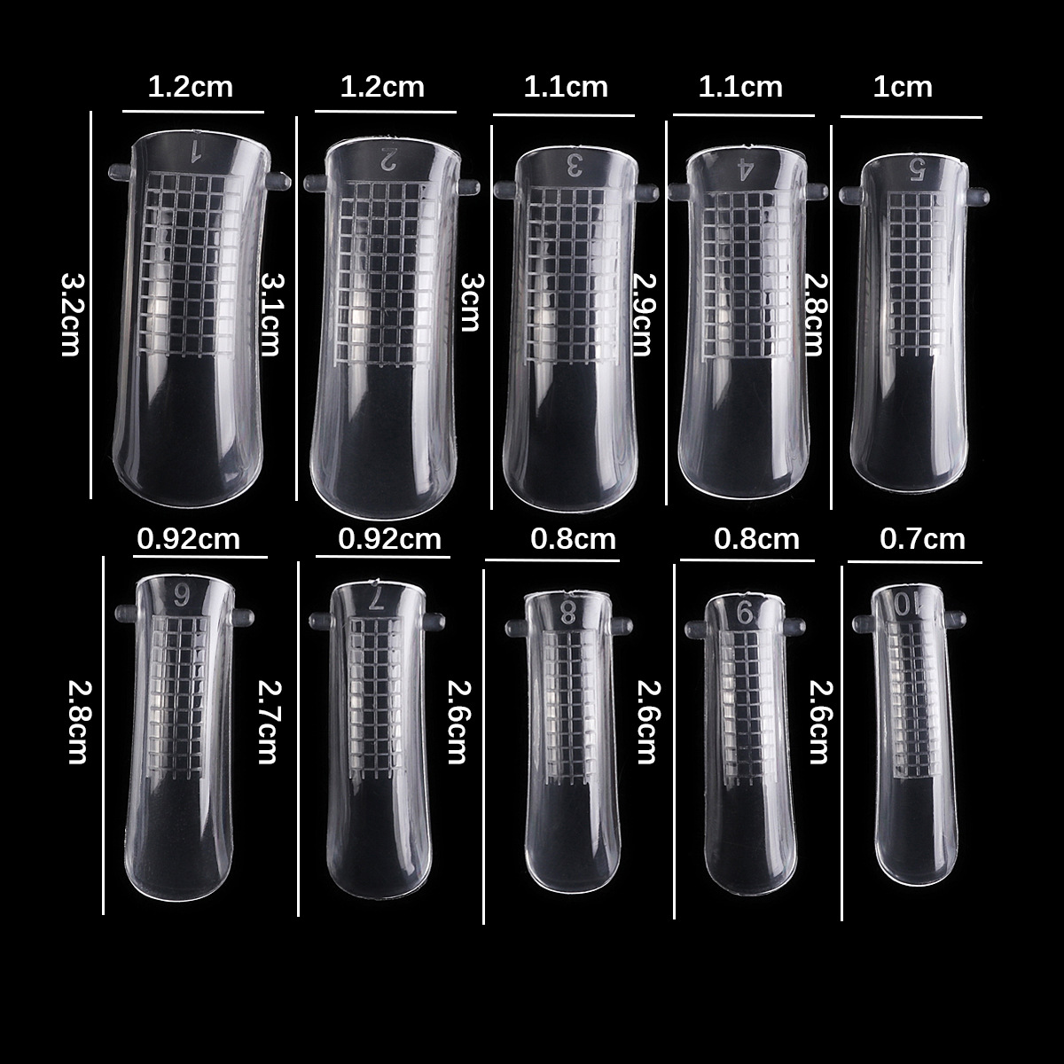 Nail Tips Tool Kit For Quick Building Full Cover Extension Gel Ductility False Nail Tips With Plastic Clamps Manicure Tools
