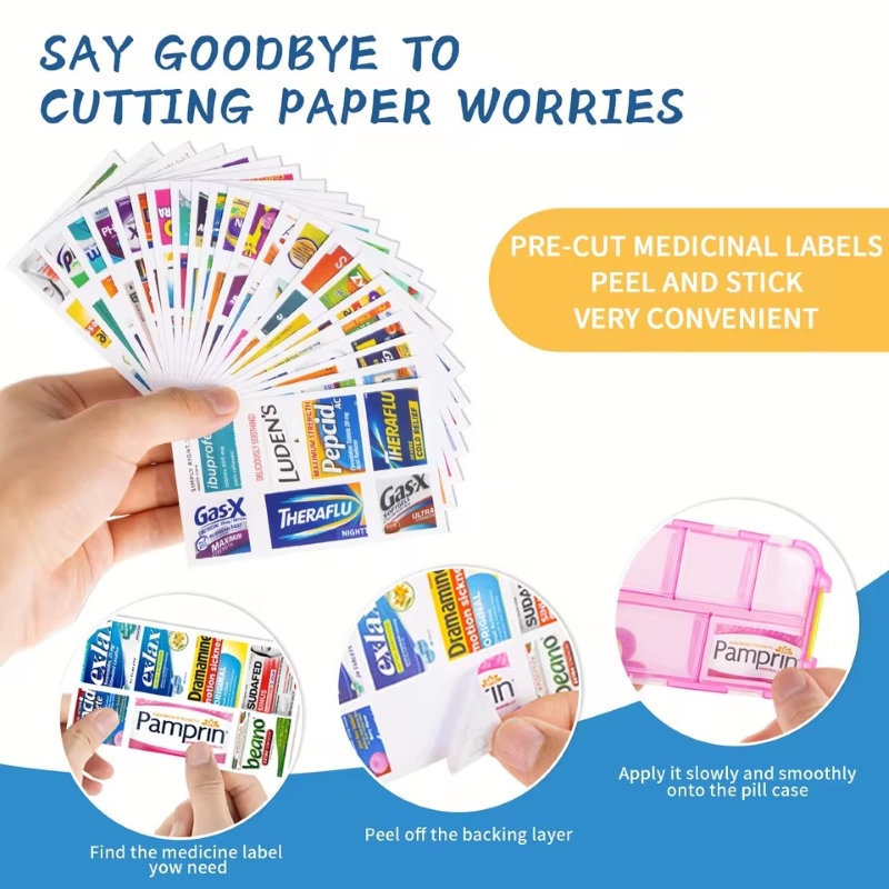 10 Grids Pill Organize Storage Container with 175 Labels Pill Case Health Medicine Organizer Travel Supply Mini Pill Box
