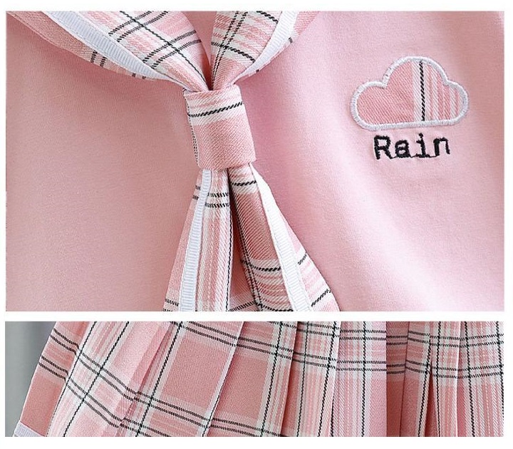 Toddler Kids Baby Girls Short Sleeves Tie a knot T-shirt Tops+Skirt Set Outfits Clothes 2PCS