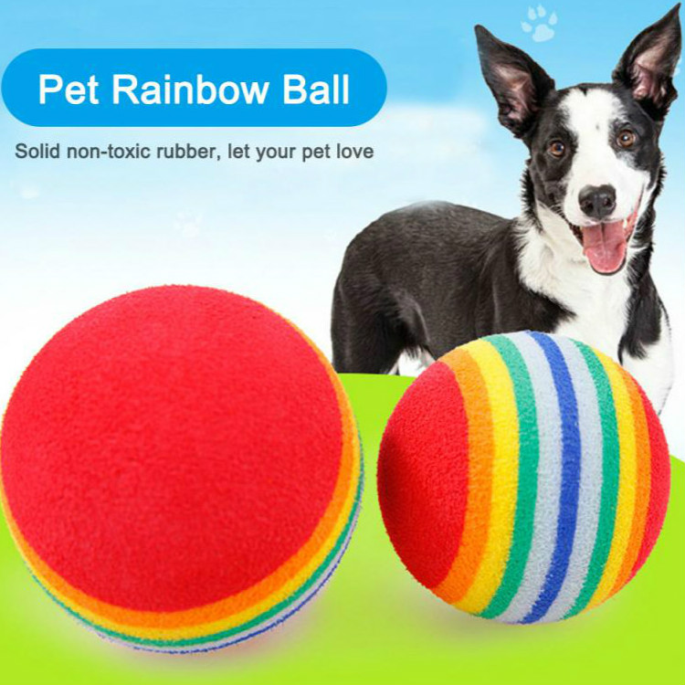 Cat Toy Rainbow Ball Environmental Protection Sponge Does Not Fade Pet Vocal Toys Tooth Cleaning Toy Ball Cats And Dogs
