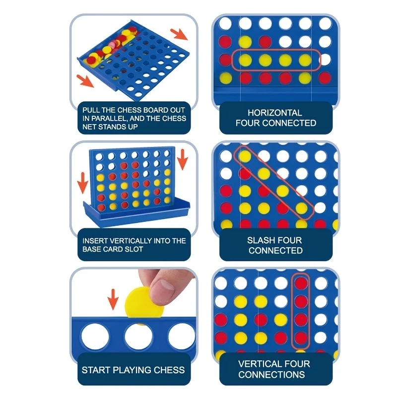 Four-link Chess Game CONNECT4 Three-dimensional Four-link Chess Classic Game Chess Children's Puzzle Board Game
