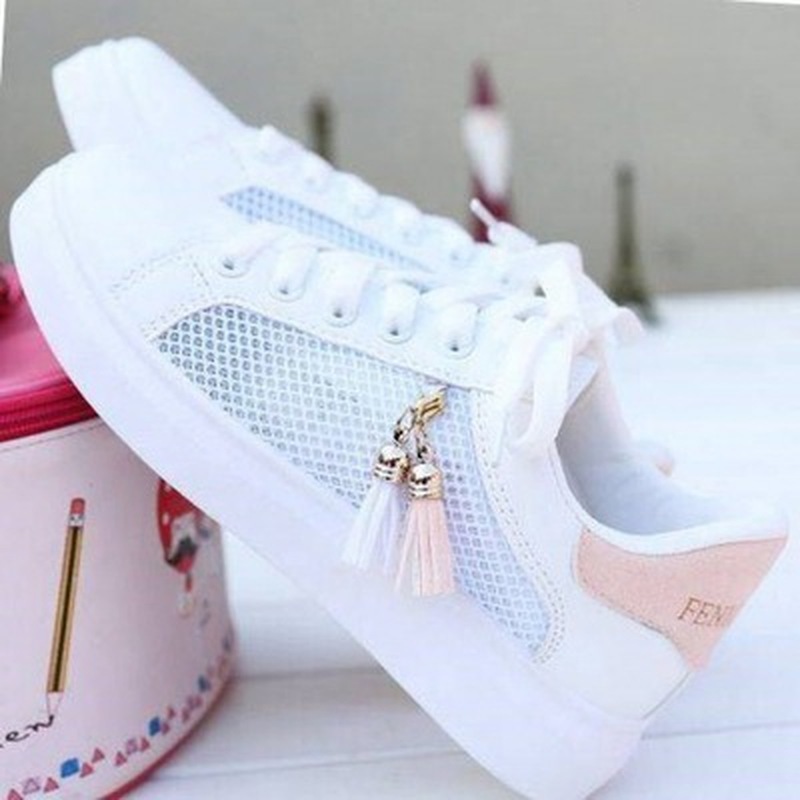 Mesh white shoes women summer breathable hollow shoes students all-match casual shoes sports shoes flat shoes