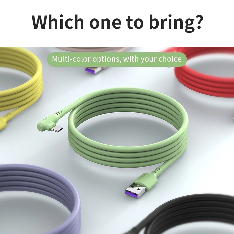 2M 90 Degree Elbow 5A Type C Cable Fast Charging Charger USB Cable for Huawei P40 Xiaomi Redmi Mobile Phone Accessories Usb C Ca