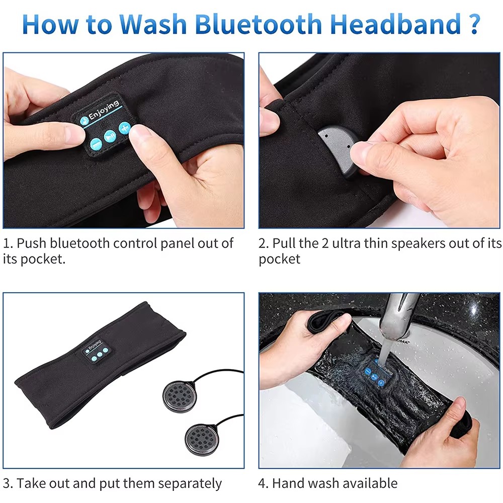 Bluetooth Headband Headphones Wireless Music Sports Hairband Running Fitness Sweatband Earphones Soft Sleeping Eye Mask Headset