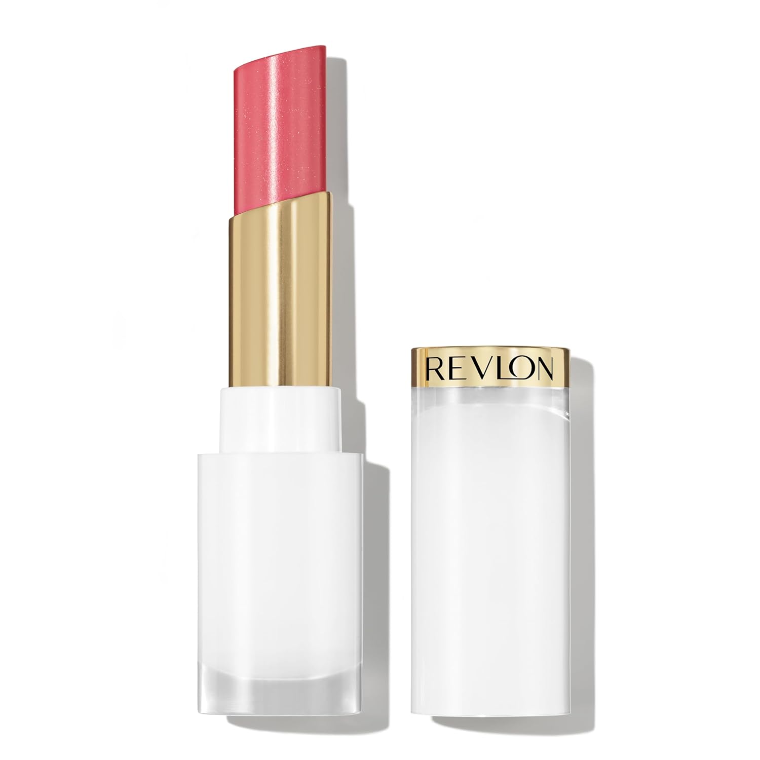 REVLON Super Lustrous Glass Shine Balm, Sheer Glossy Tinted Lip Balm, Hydrating Formula with Hyaluronic Acid, Aloe & Rose Quartz, 018 Beaming Strawber