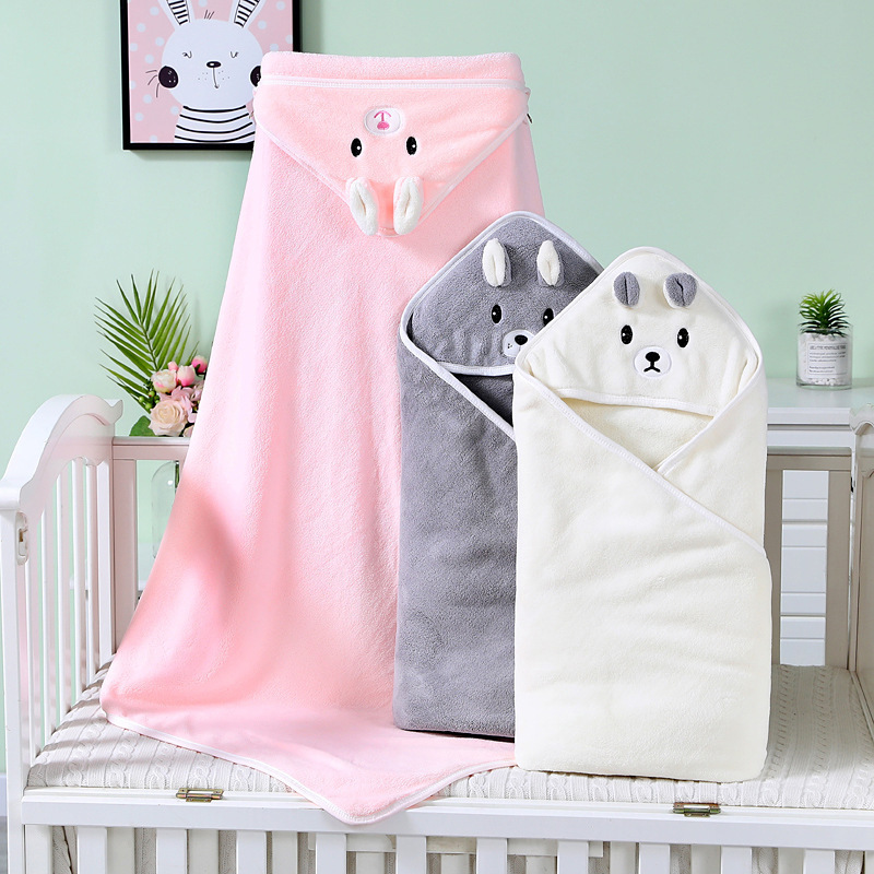 Children's bath towel, newborn blanket, coral velvet blanket, embroidered blanket, hooded scarf, cape bath towel
