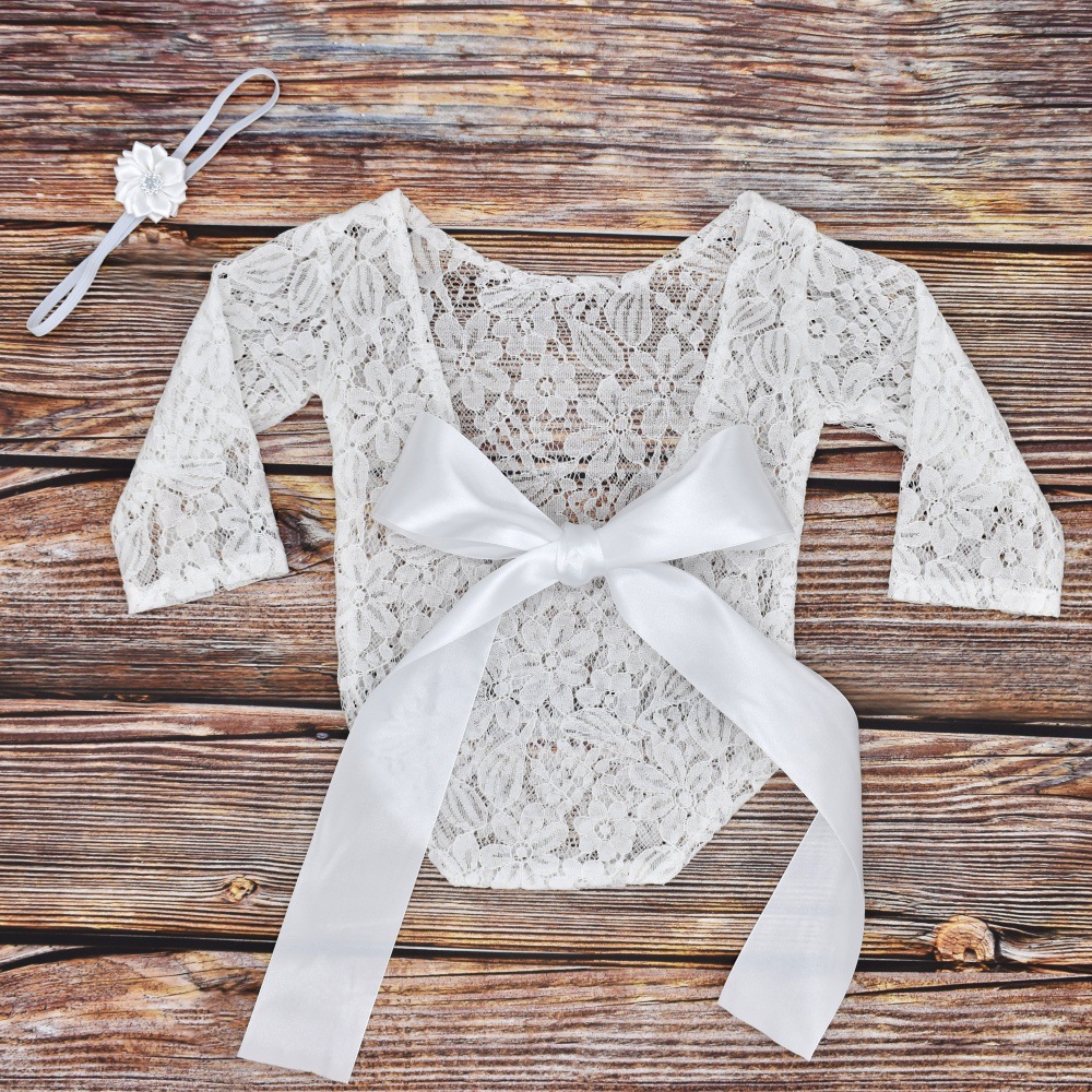 Two-piece photography headband for newborn photography clothes bow-knot lace clothes