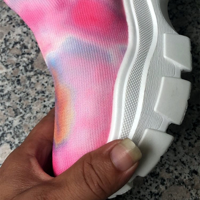 Women Sock Ankle Boots Multicolor Ladies Shoes Ladies Thick Bottom Platform Shoes Woman Casual Autumn Winter Large Size New