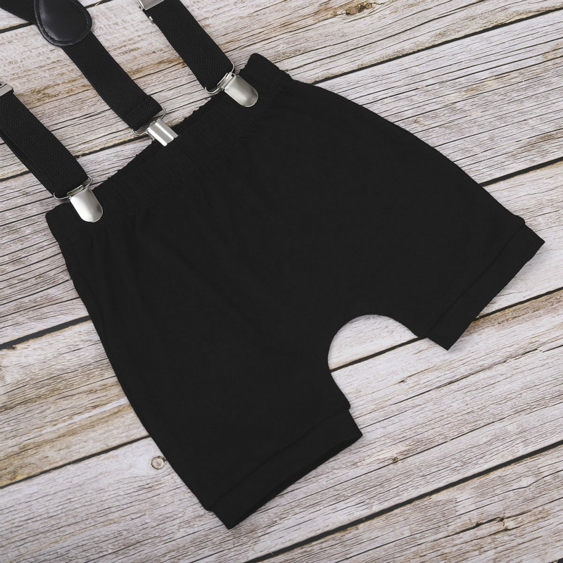 Baby short-sleeved summer boy birthday bow tie robe romper suspenders shorts baby clothes