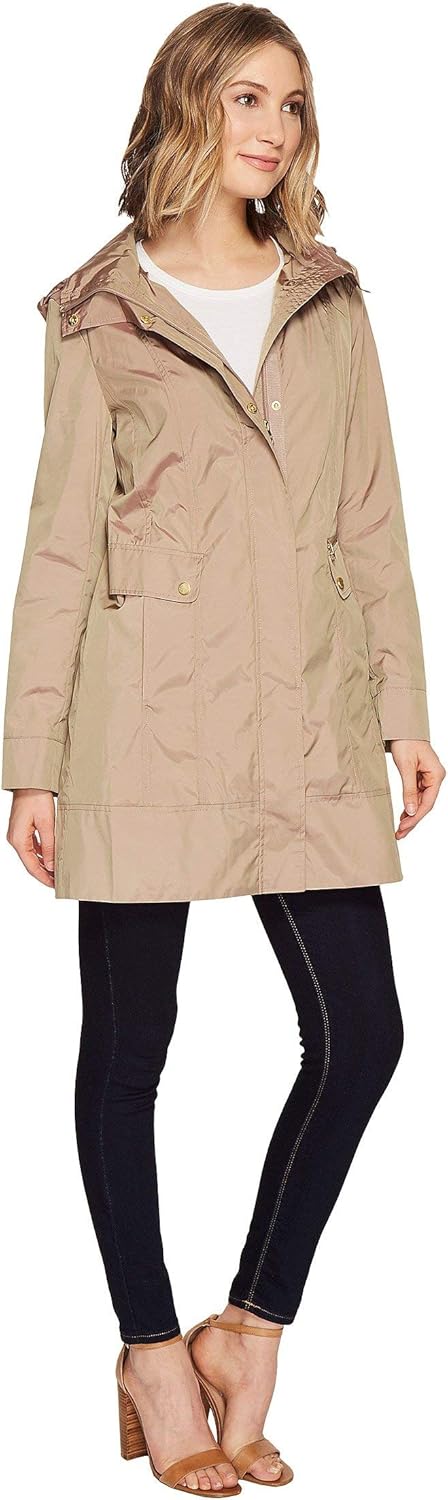 Cole Haan Women's Back Bow Packable Hooded Rain Jacket
