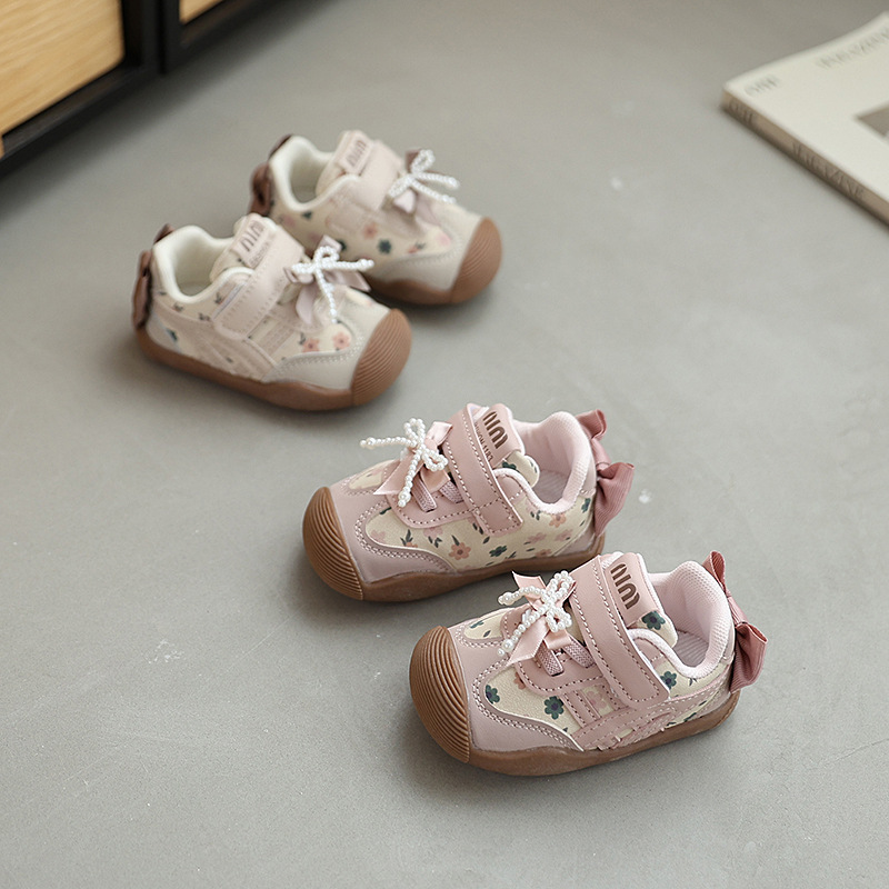 Baby Casual Shoes Soft Sole Princess Style for Girls Fashion Shoes Sweet Back Bows Autumn New Kids Walking Shoes