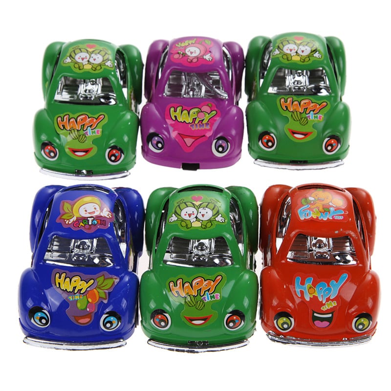 6pcs/ Colorful Funny Mini Pull Back Car Set Children Boys Cartoon Pull Back Vehicle Car Toys Gift Cute Beetle Car Toy Models