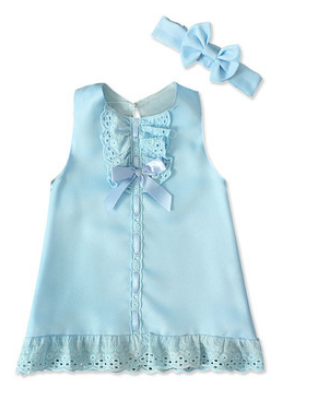 Summer two piece sleeveless bow skirt children's dress