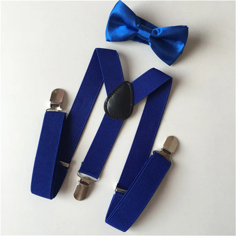 Kids Elastic Suspenders Bow Tie set Matching Tuxedo Suit Unisex Boy Girl Bowtie Wedding Costume Adjustable Y-Back Brace Belt