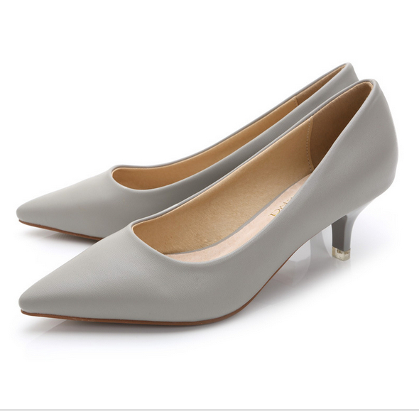 Nude Shallow Mouth Women Office Work Heels Shoes Elegant Ladies Low Heel wedding shoes woman chaussures femme