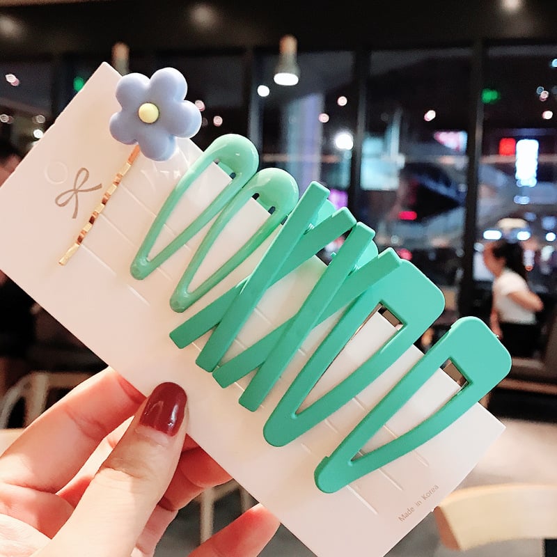 Green hairpin ins girl soft pottery small lace clip female headdress word clip small hair clip