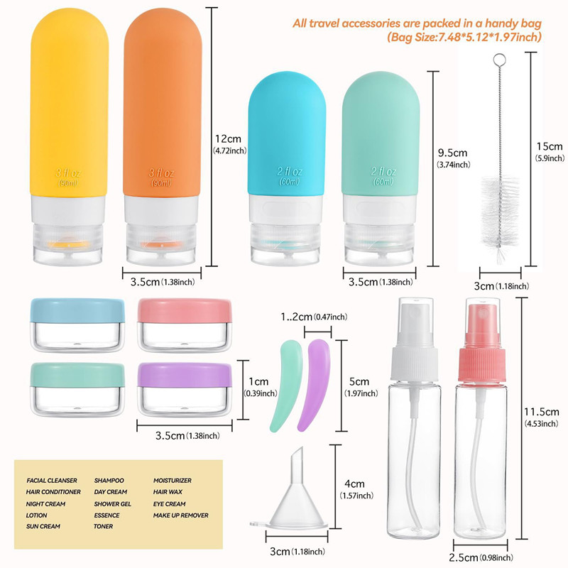 16pcs storage bottle travel suit shampoo cosmetics lotion separate bottle silica gel separate bottle