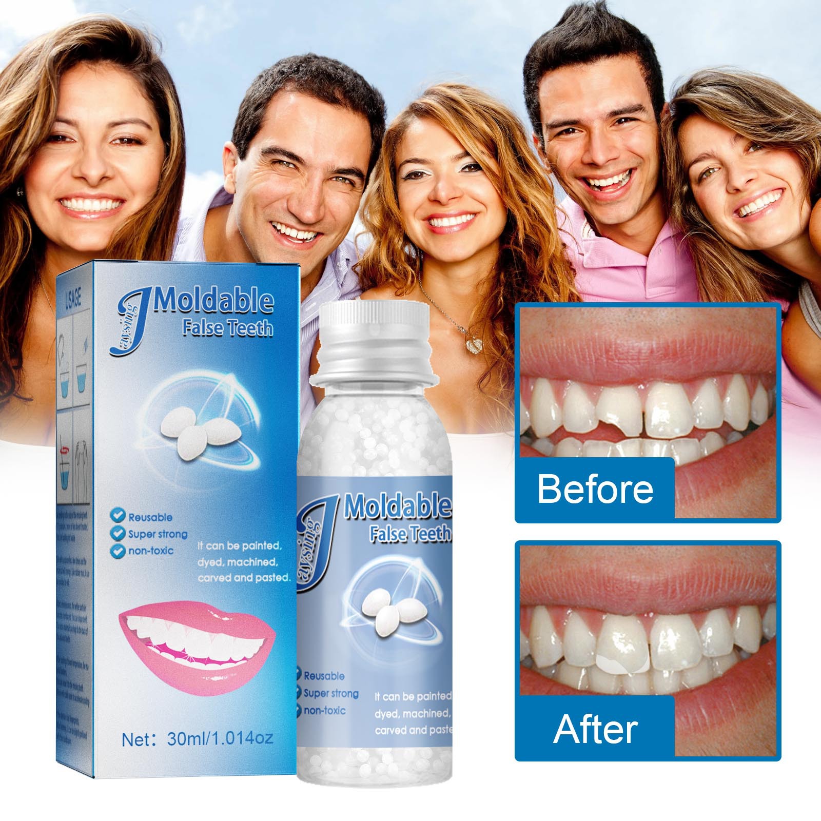Resin Denture Adhesive Tooth Gap Repair Falseteeth Temporary Solid Glue Granules Moldable Tooth Care Halloween Oral Hygiene