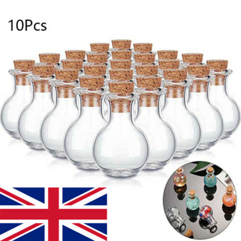 10pcs/pack Small Cork Stopper Glass Bottles Clear Empty Jars Vials Spell-Pagan Pendants