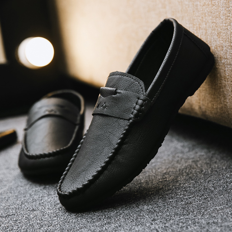 Doudou shoes men's trend new casual leather shoes summer breathable lazy one pedal soft bottom driving men's shoes