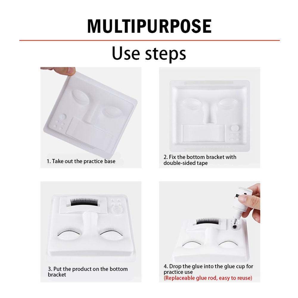 3 in 1Eyelash Extension Practice Tray Glue Gasket Adhesive Pallet Lashes Holder Eyelashes palette Training Display makeup tools