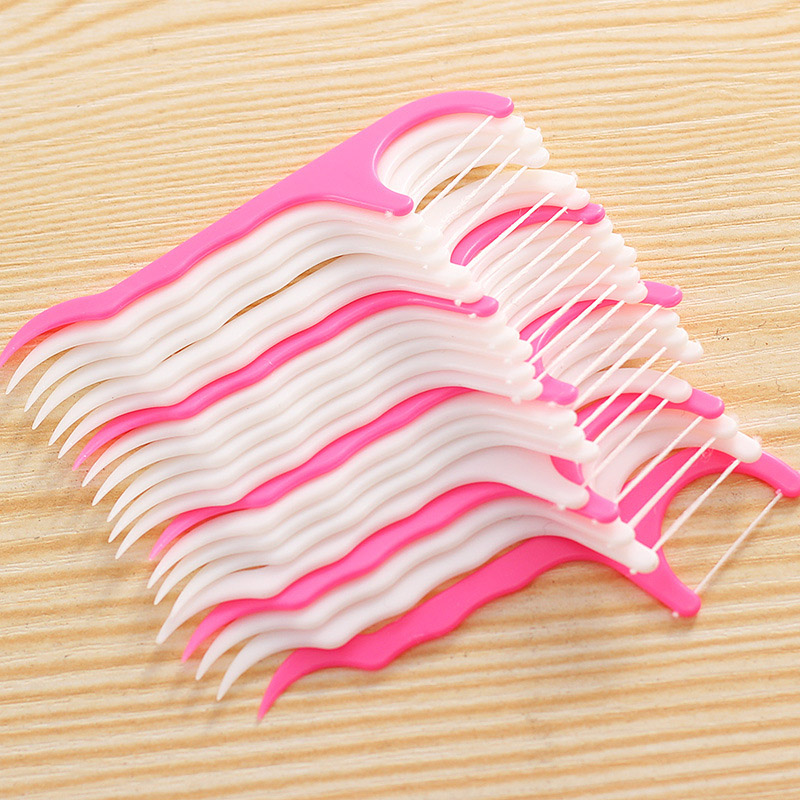 25pcs/Lot Disposable Dental Flosser Interdental Brush Teeth Stick Toothpicks Floss Pick Oral Hygiene Teeth Cleaning Care