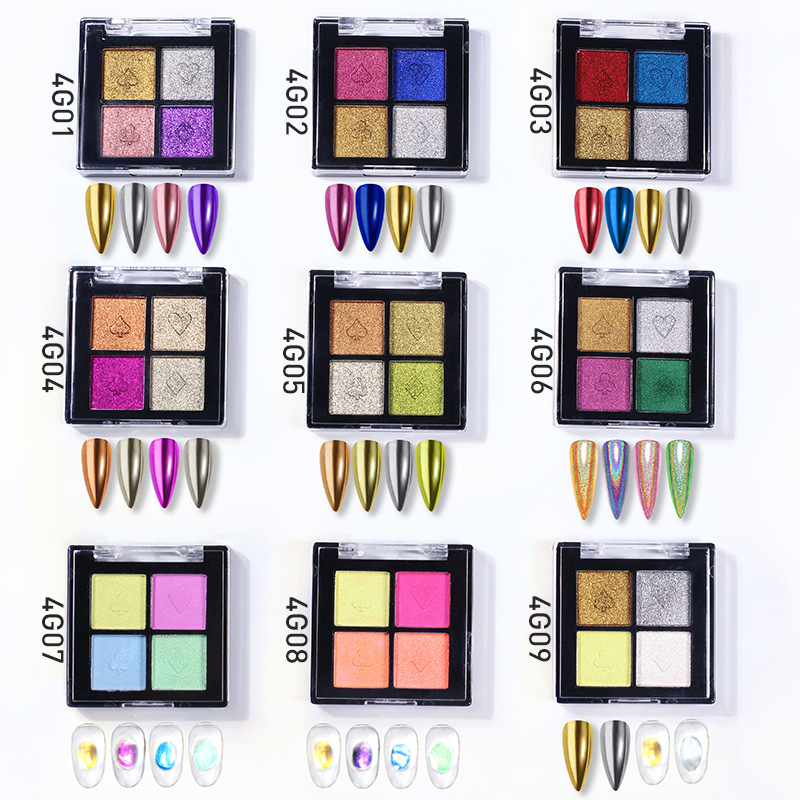 Embossed Four Color Solid Aurora Powder Fairy Powder Super Shining Nail Mirror Magic Mirror Powder
