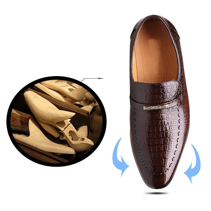 New Men's Casual Shoes Classic Low-Cut Embossed Leather Shoes Comfortable Business Dress Shoes Man Loafers Plus Size 38-48