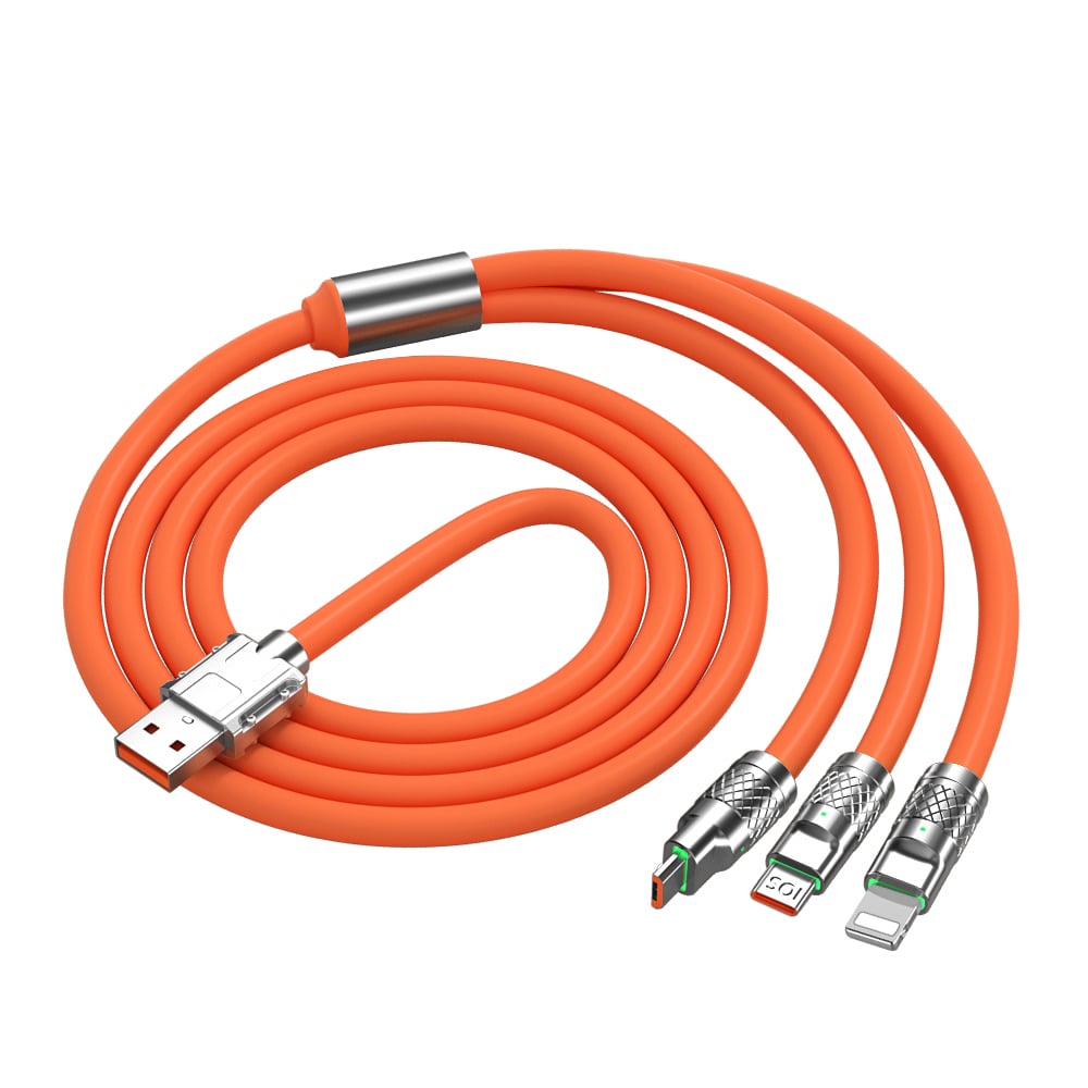 3in1 2in1 6A 120W USB Fast Charger Cable For iPhone Micro USB Type-C 8-Pin Charging Cable For Huawei Samsung Xiaomi Wird Cord