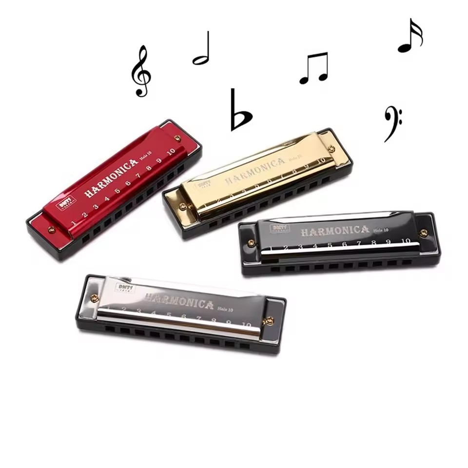 10 Holes Harmonica Mouthpiece Puzzle Musical Instrument Beginner Education Play Gift Copper Core Resin Harmonica