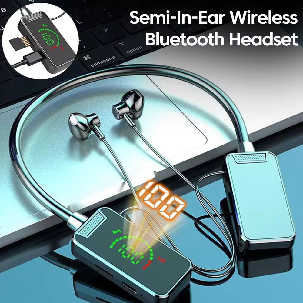 Neckband Earbuds Wireless Headphones Bluetooth5.3 Handsfree TWS HIFI Headset In-ear Bluetooth Earphones With Mic Support SD Card