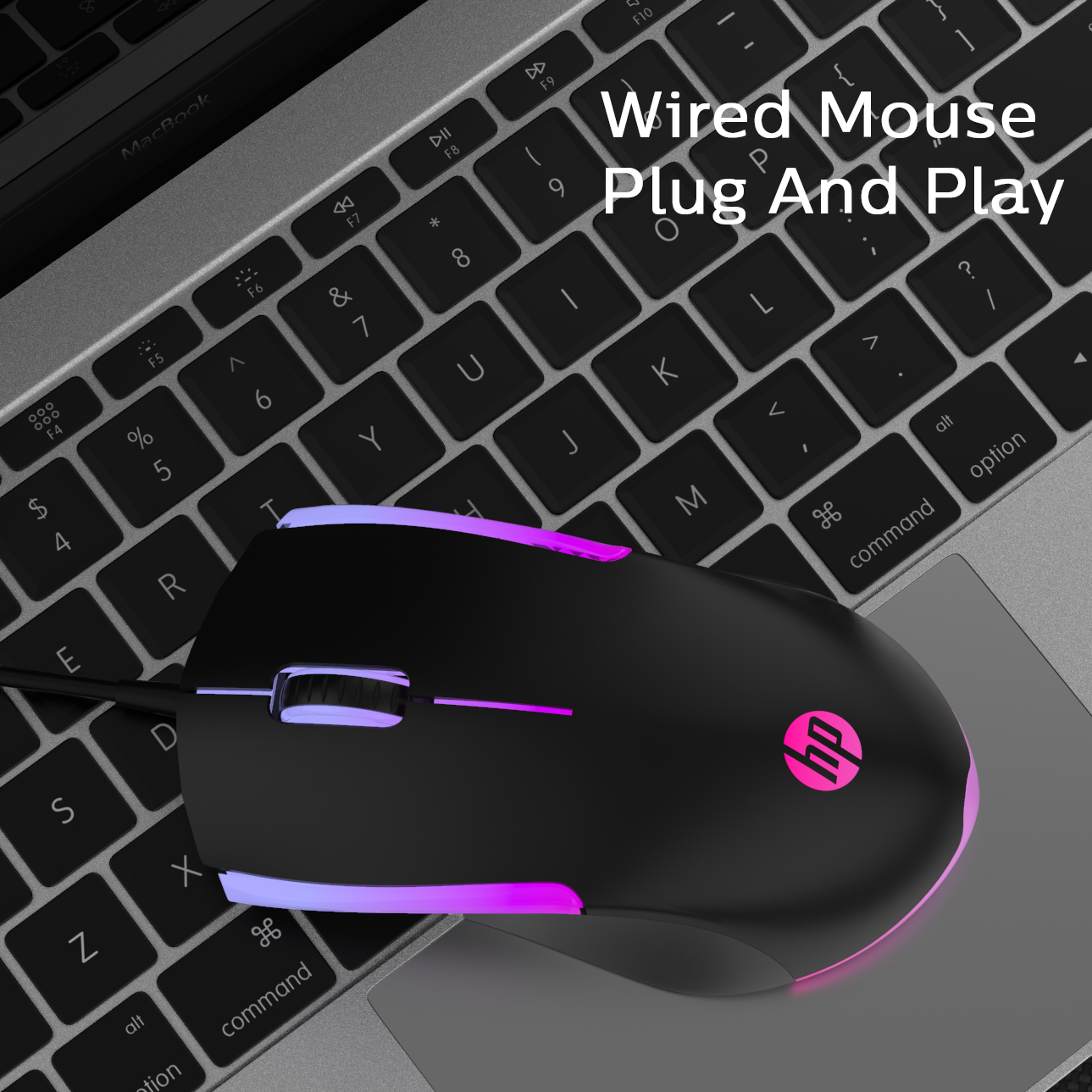 HP M160 With 7-Color Rainbow LED Wired Mouse Optical Gaming Mouse With Backlight Suitable For Laptop PC Office Gaming Desktop