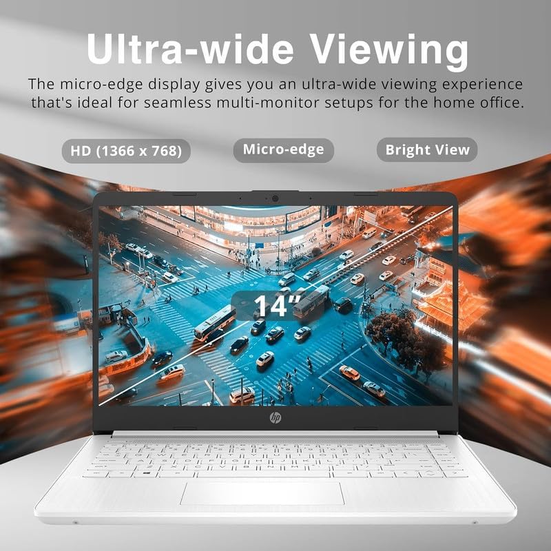 HP 2024 Premium 14" Micro-Edge Portable Laptop Student Business, Intel Quad-Core N4120, 4GB RAM, 192GB (128GB eMMC+ 64GB Card), Webcam, WiFi, Windows
