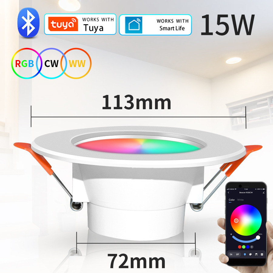 Tuya Graffiti Bluetooth Intelligent Downlight Alexa Voice Control Full Color Dimming RGBCW Google Speaker Fifth Street Light