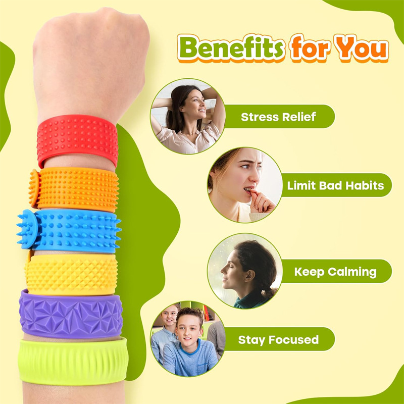6PCS Fidget Toys Antistress Slap Bracelets Toys Slap Silicone Patting Circle Sensory Classic Toy Decoration For Childrens Autism