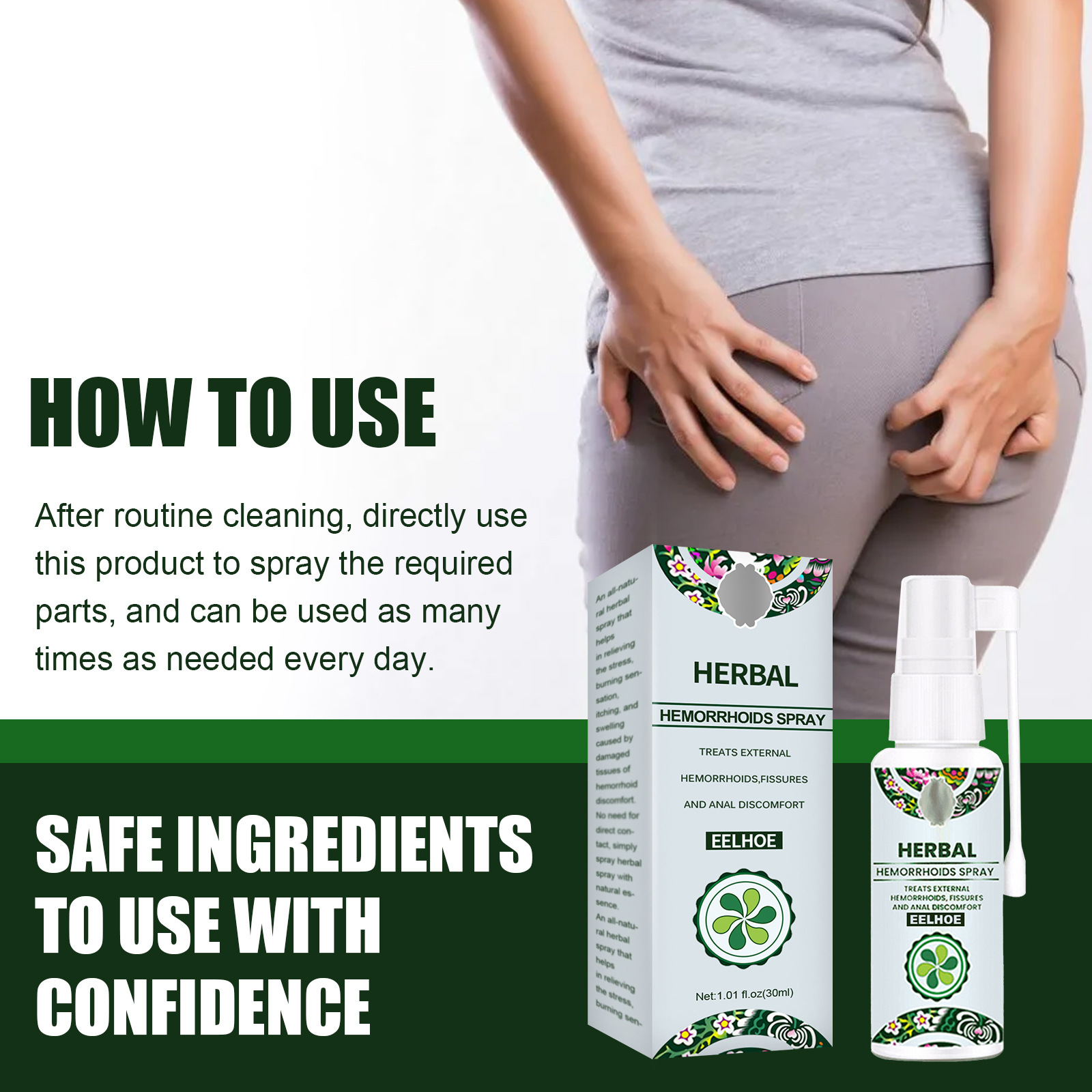 Natural Herbal Anti-Swelling Hemorrhoids Meatball Hemorrhoid Spray Mixed Internal and External Anal Soothing Spray 1pc