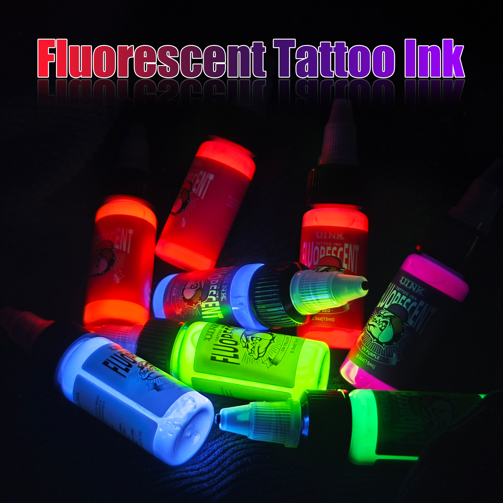 UINK Quality Fluorescent Tattoo Ink, Odorless Body Art Professional Tattoo Pigment