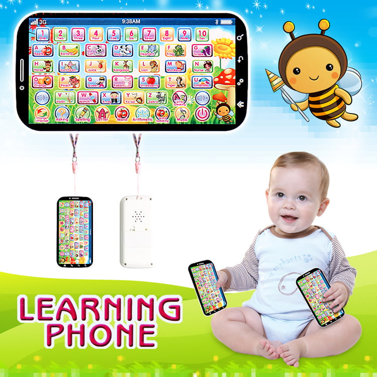 English Language Learning Machine Multifunction Toy Phone,ABC Letter Word Number Musical Yphone for Kid Educational Learning Toy