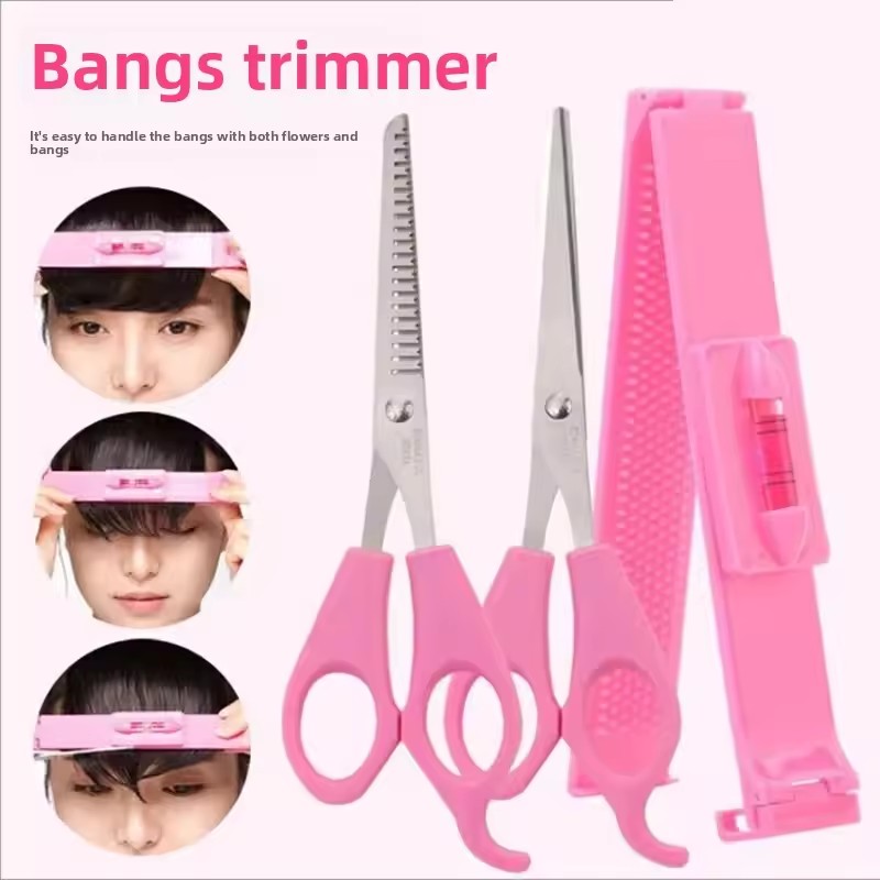 1 set of DIY hairdressing tools for trimming bangs, a divine tool for bangs, a level ruler for bangs, and a bangs clipper