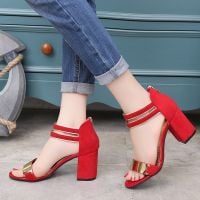 Summer new women's fashion Sandals, high heels Belt buckle Coarse with a single shoes