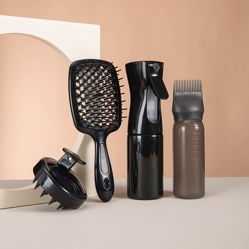 4pcs popular spray bottle silicone shampoo brush shampoo comb dye hair bottle special scalp massage comb set