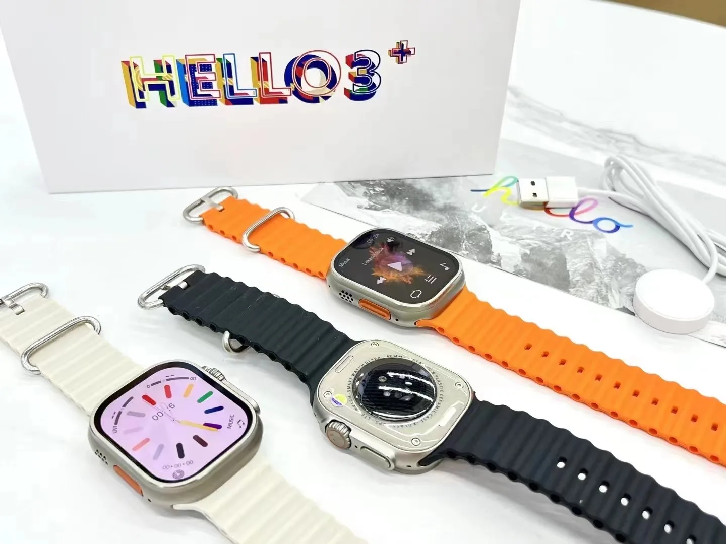 New Hello3+ Watch Smart Watch Ultra Series 8 NEW Amoled Screen 49mm Compass 4GB ROM Heart Rate Monitor 2023 IWO Smartwatch